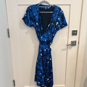 Banana Republic Black and Blue Floral Midi Dress